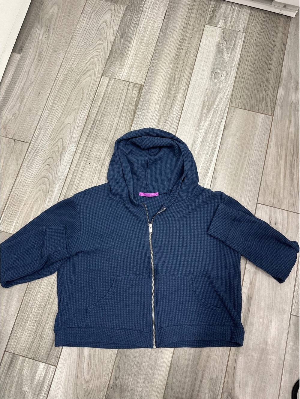 JAC Parker Navy Blue Waffle Knit Full Zip Hoodie